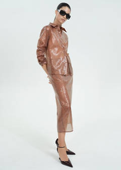 Semi-transparent sequined shirt — Brown 12