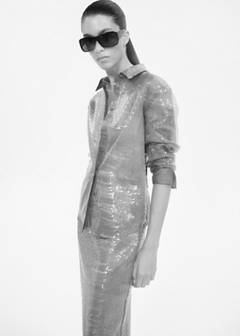 Semi-transparent sequined shirt — Brown 11