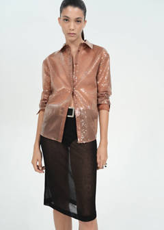 Semi-transparent sequined shirt — Brown 14