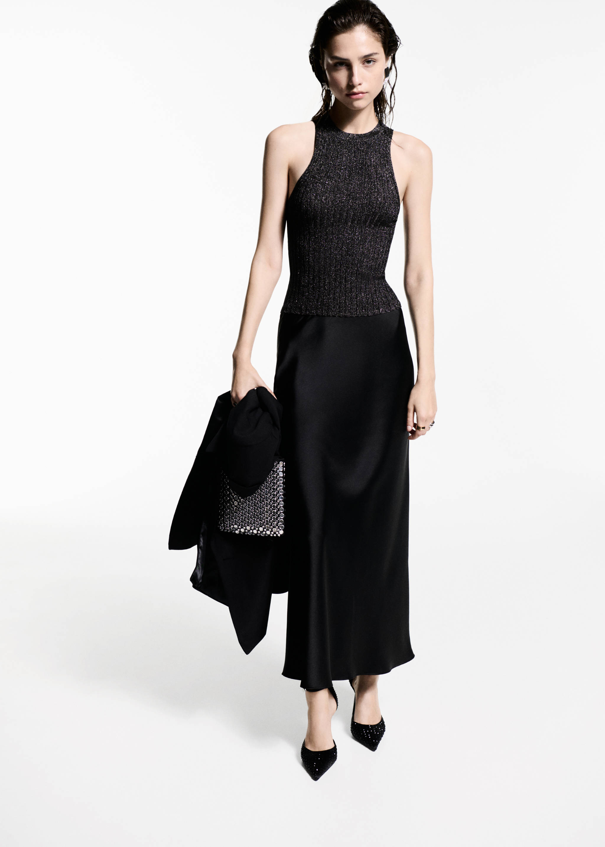 Top punto lúrex cuello halter - Plano general