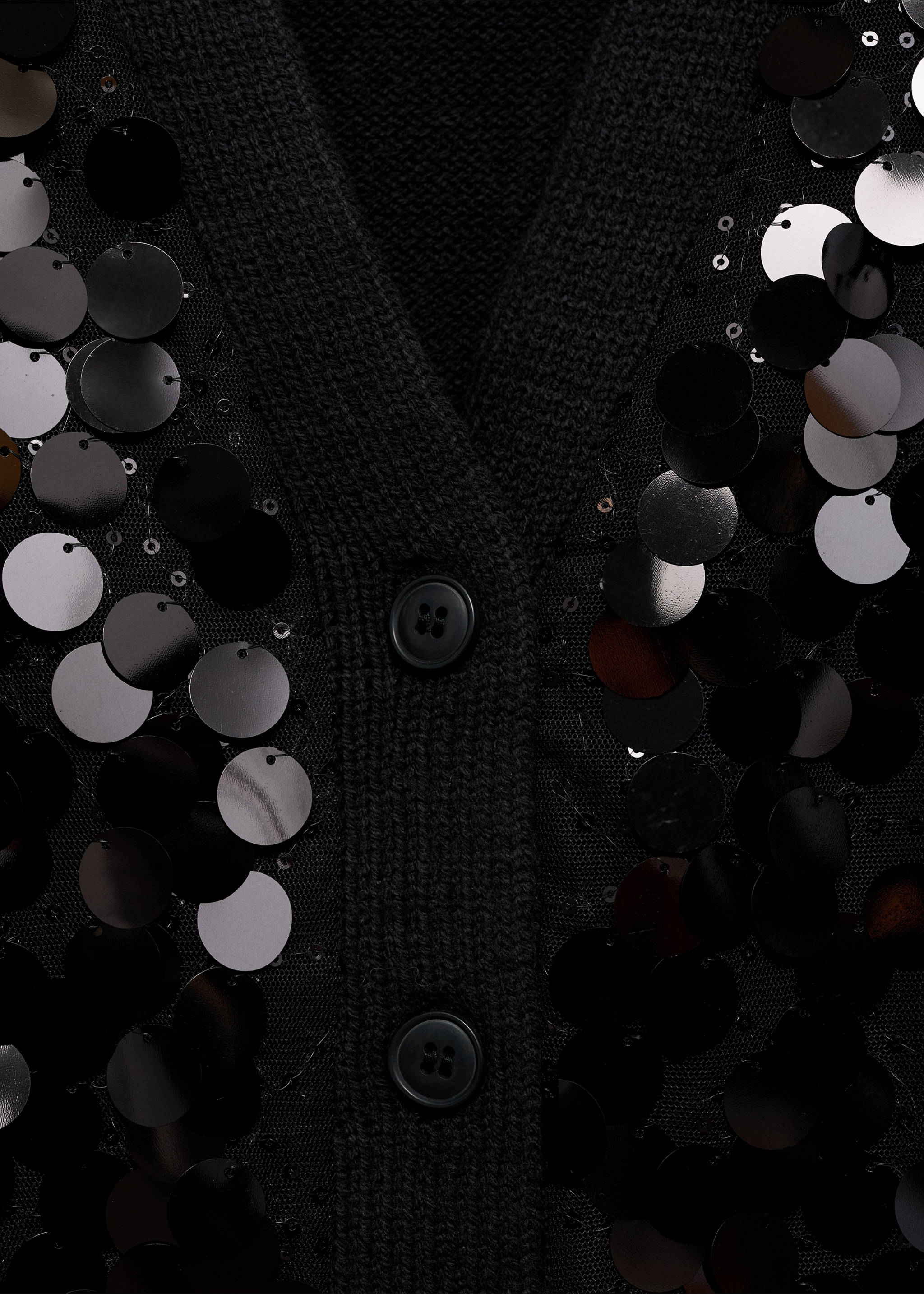 Paillettes knit cardigan - Details of the article 8, Black. Ref: 77039044-00.