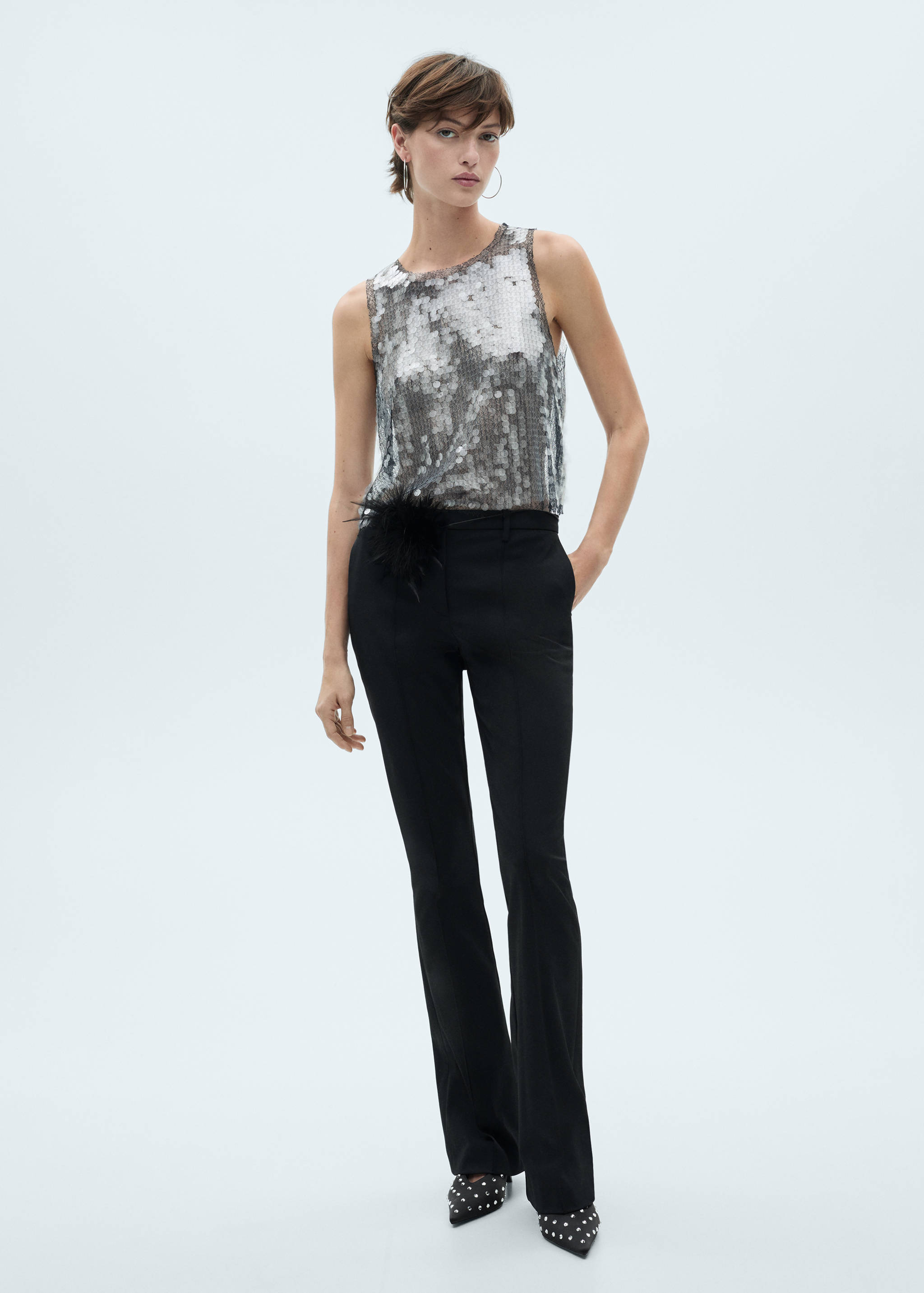 Semi-transparent sequined top - General plane