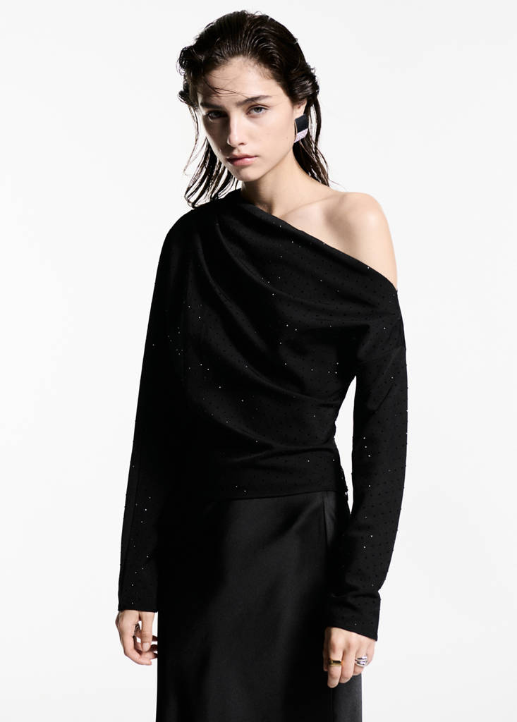 Asymmetrical sequined blouse - thumbnail 2