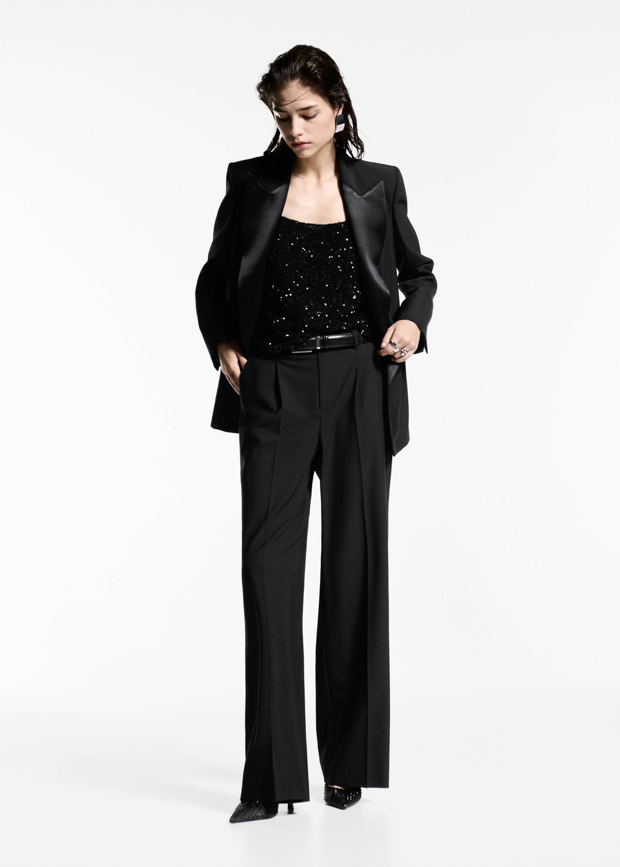 Sequin top with spaghetti strap - General plane