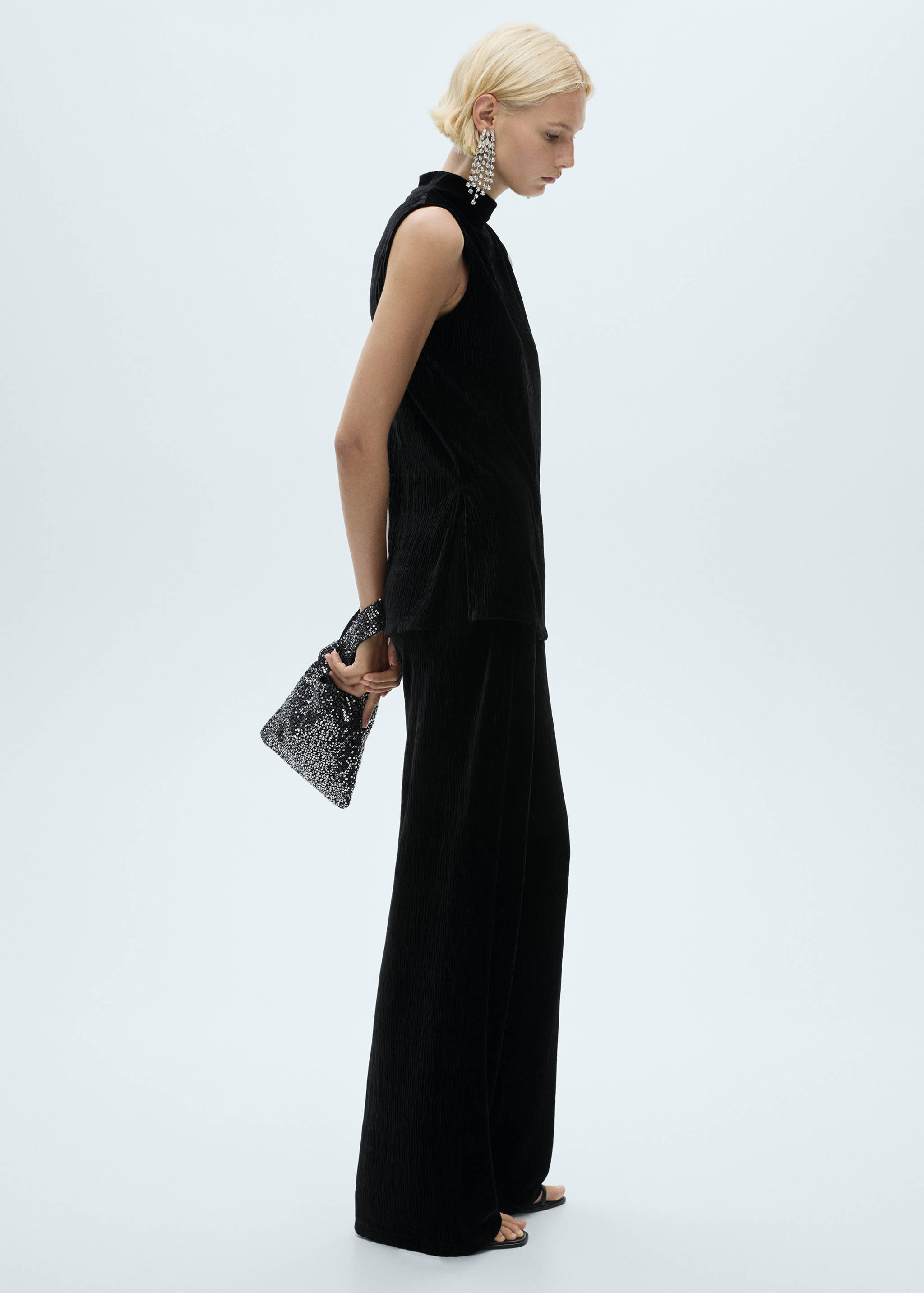 Straight velvet trousers - General plane