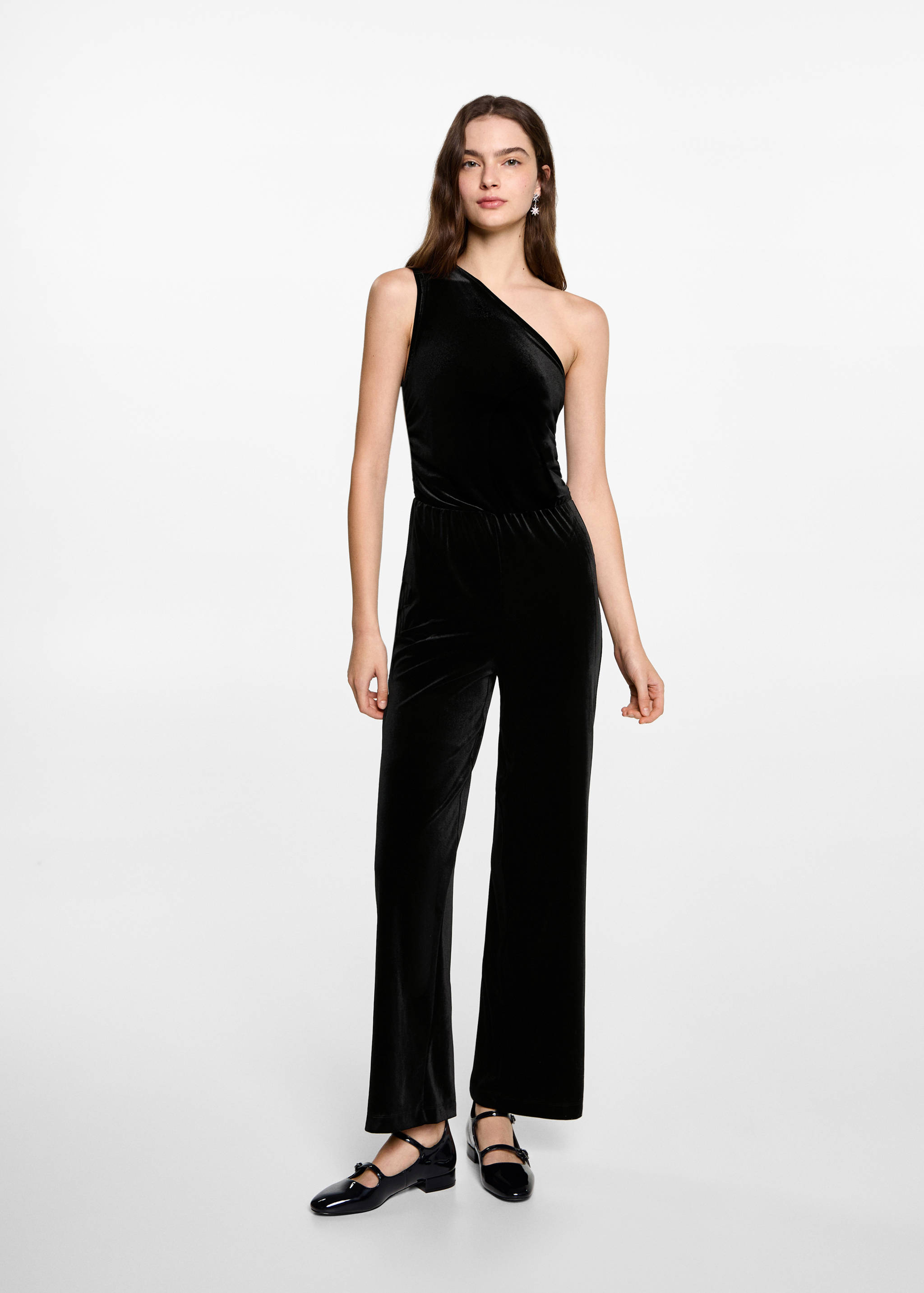 Asymmetric velvet jumpsuit - General plane