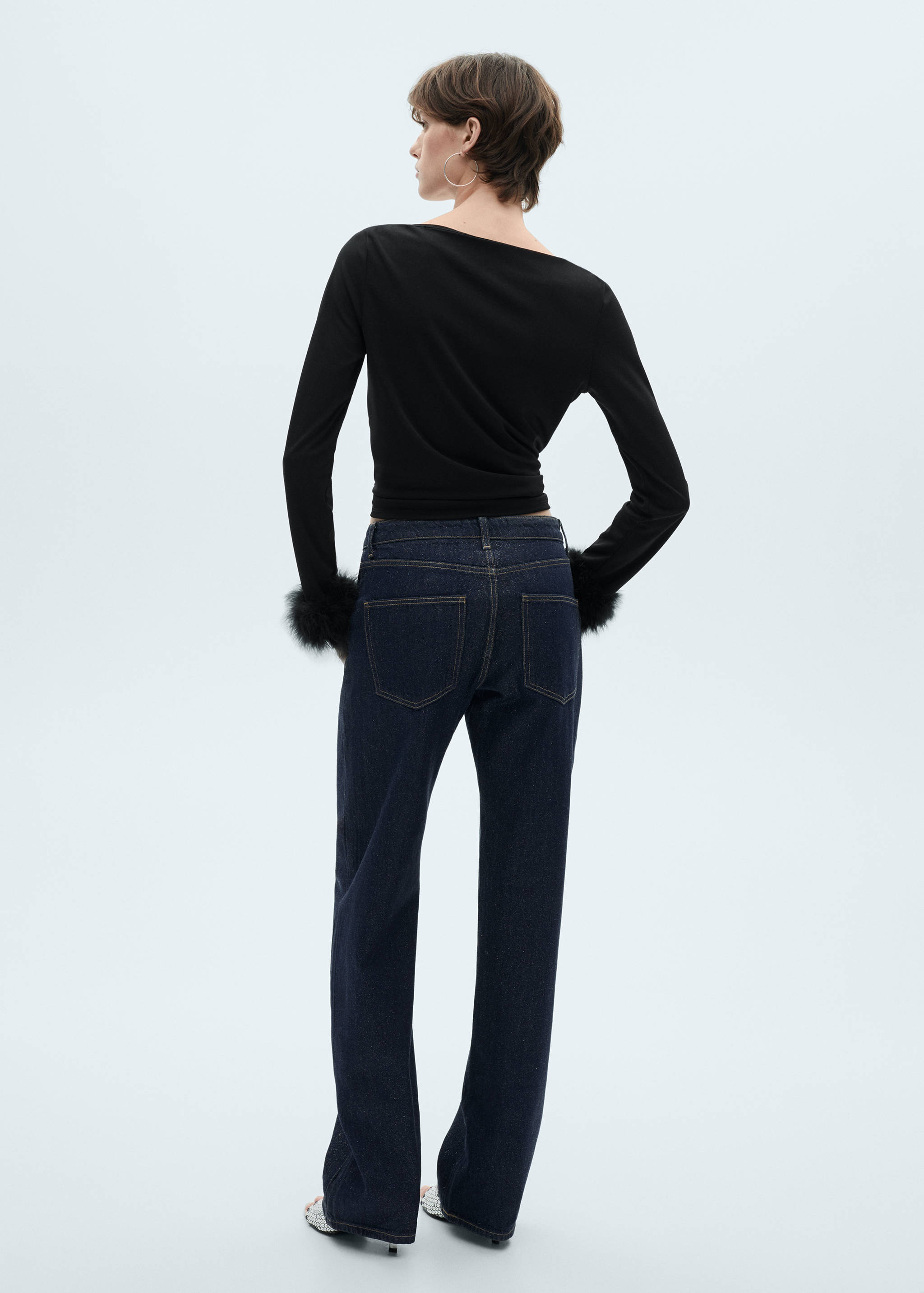Straight-fit shiny rinse-wash jeans - Reverse of the article