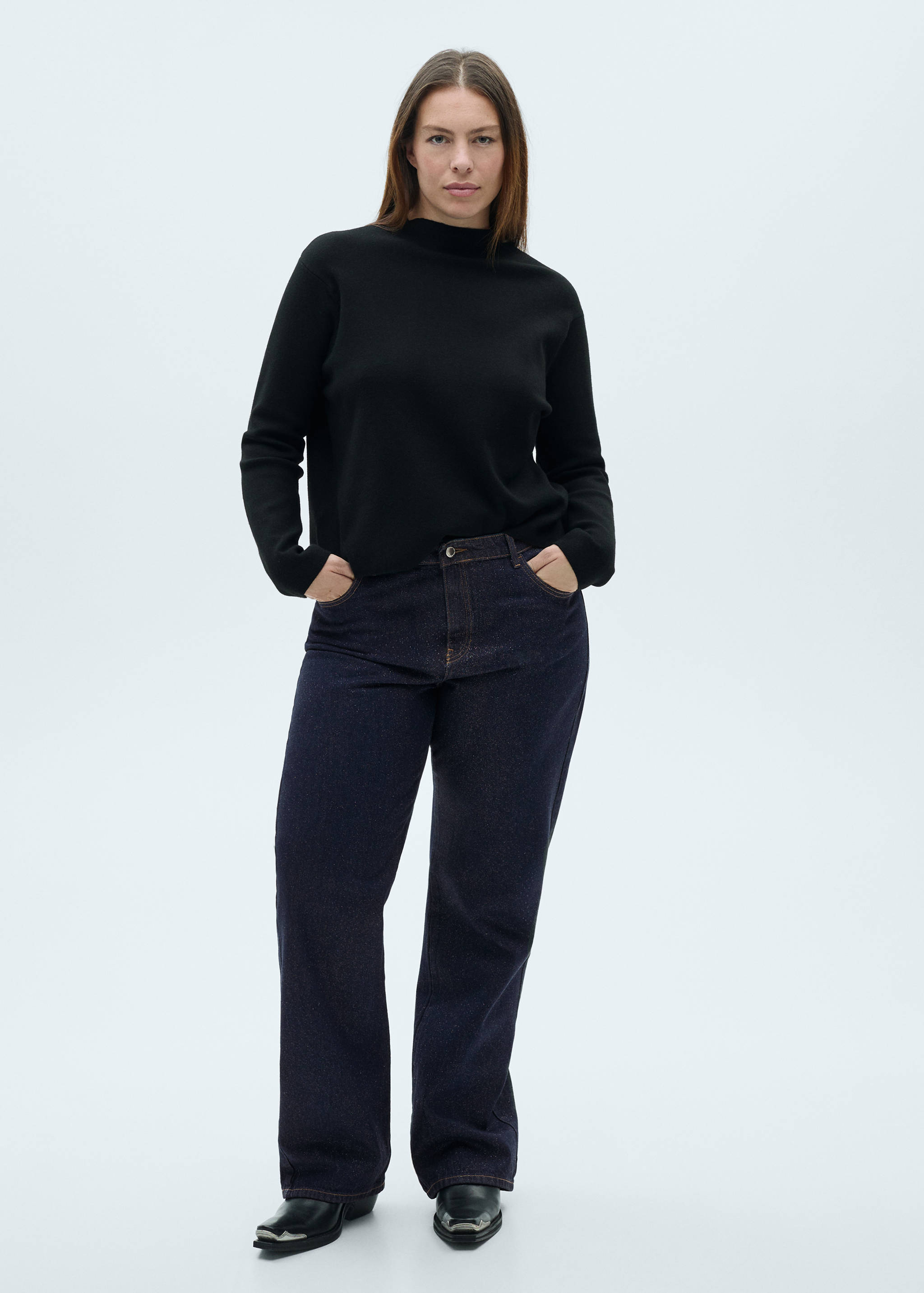 Straight-fit shiny rinse-wash jeans - Details of the article 3