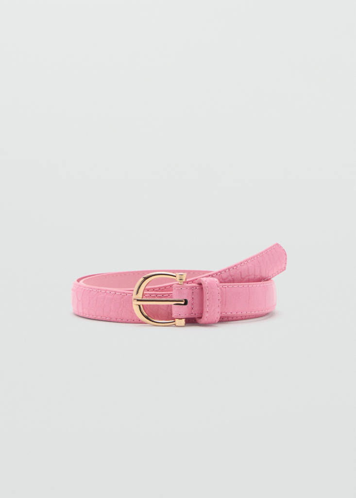 MANGO - Ceinture effet crocodile rose - S