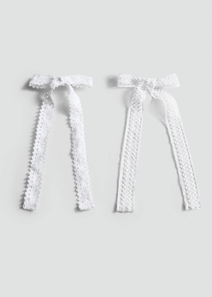 Pack of 2 crochet bow pins — White