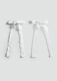 Pack of 2 crochet bow pins — White 2