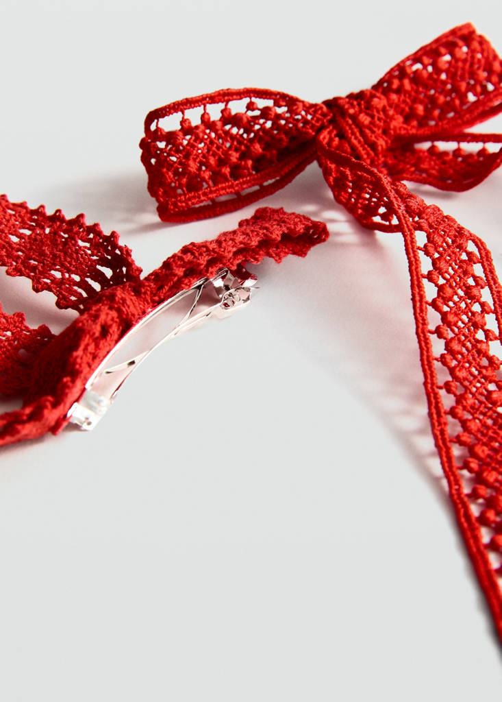 Pack of 2 crochet bow pins — Red