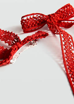 Pack of 2 crochet bow pins — Red 1