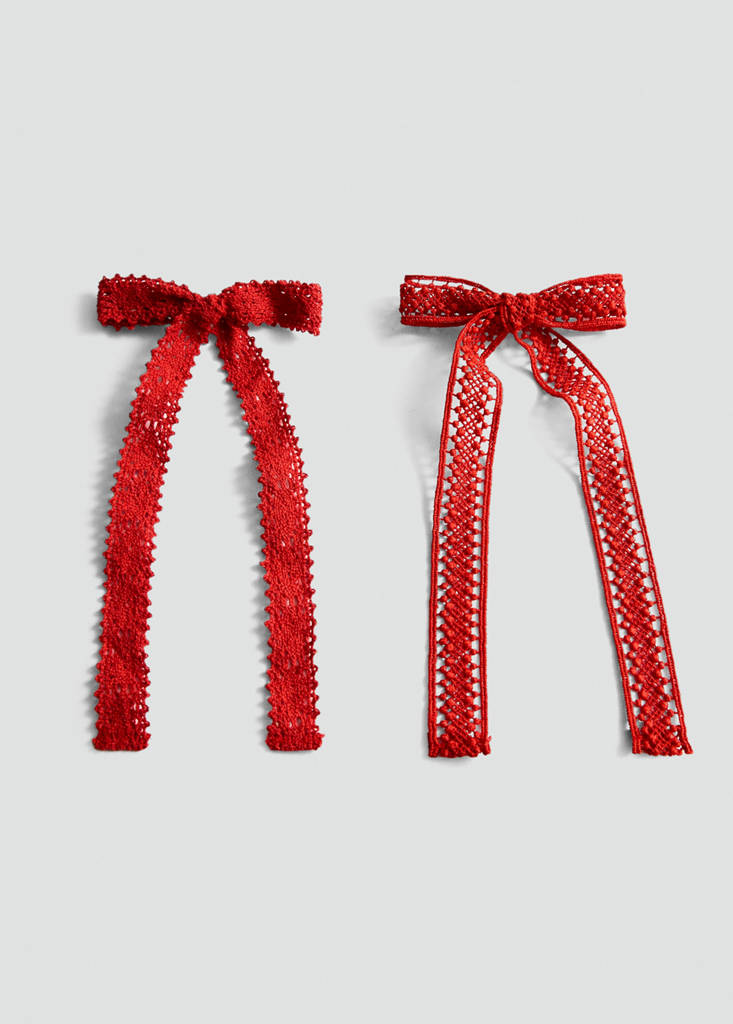 Pack of 2 crochet bow pins — Red