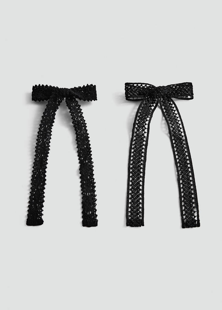 Pack of 2 crochet bow pins — Black