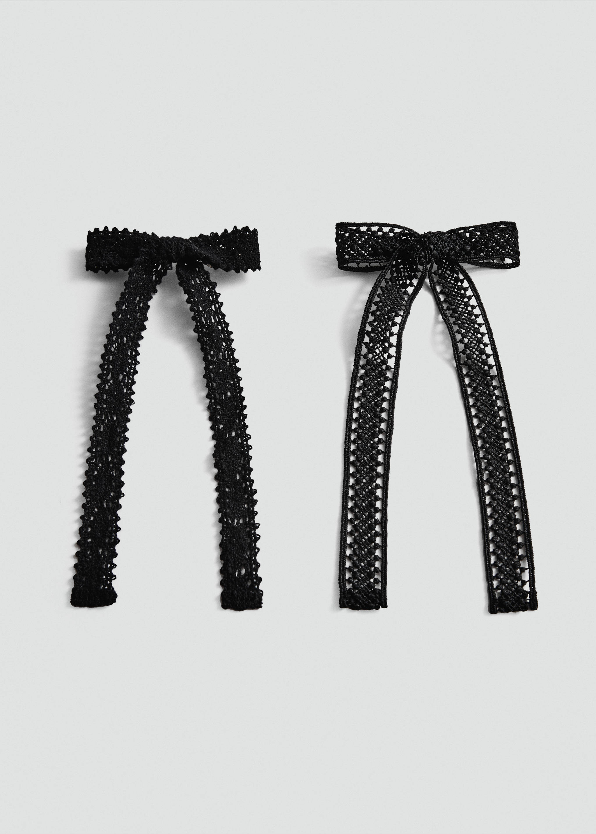 Pack of 2 crochet bow pins - Article without model, Black. Ref: 77040251-00.