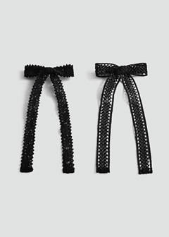 Pack of 2 crochet bow pins — Black 2