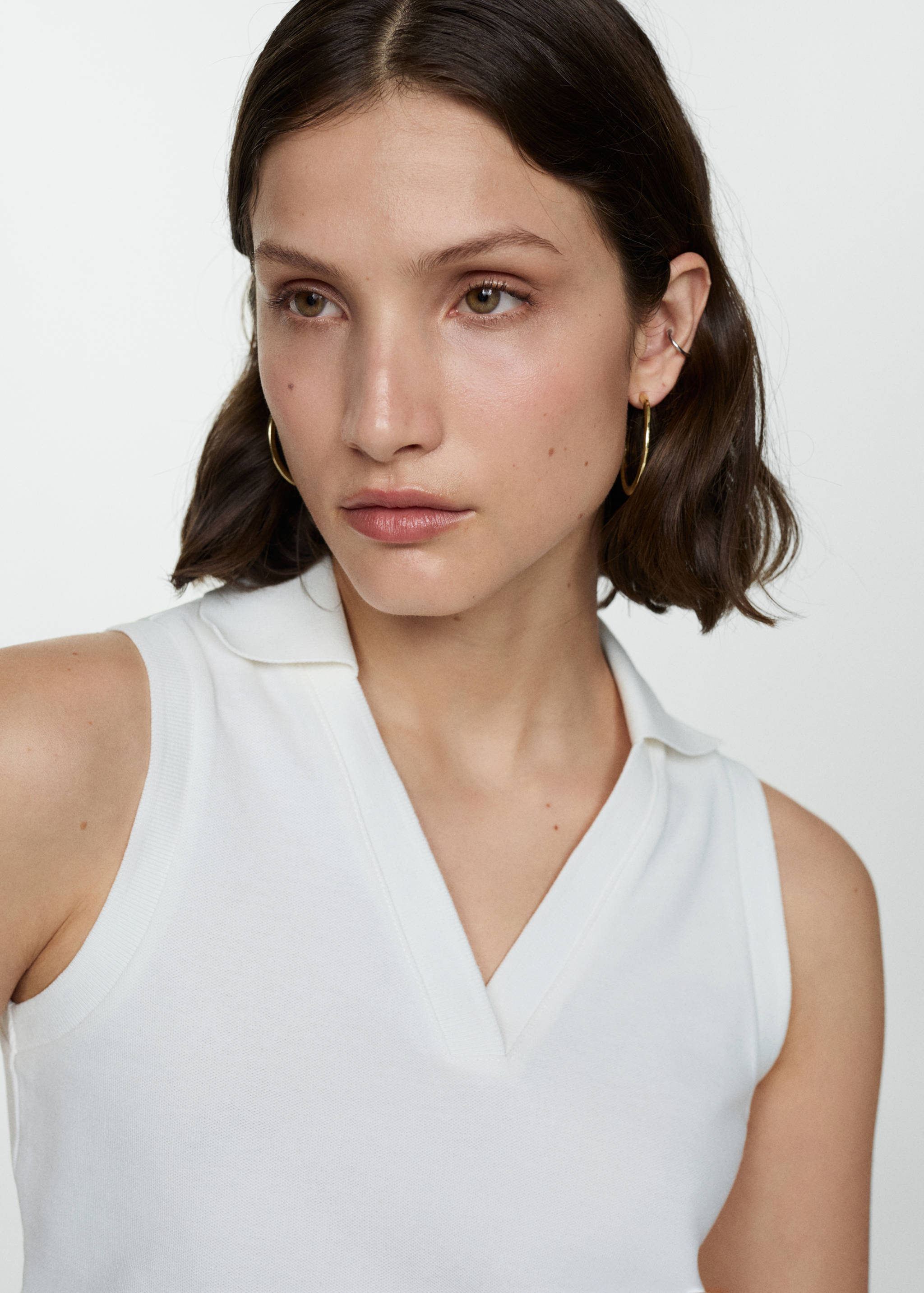 Cropped cotton polo shirt - Details of the article 1