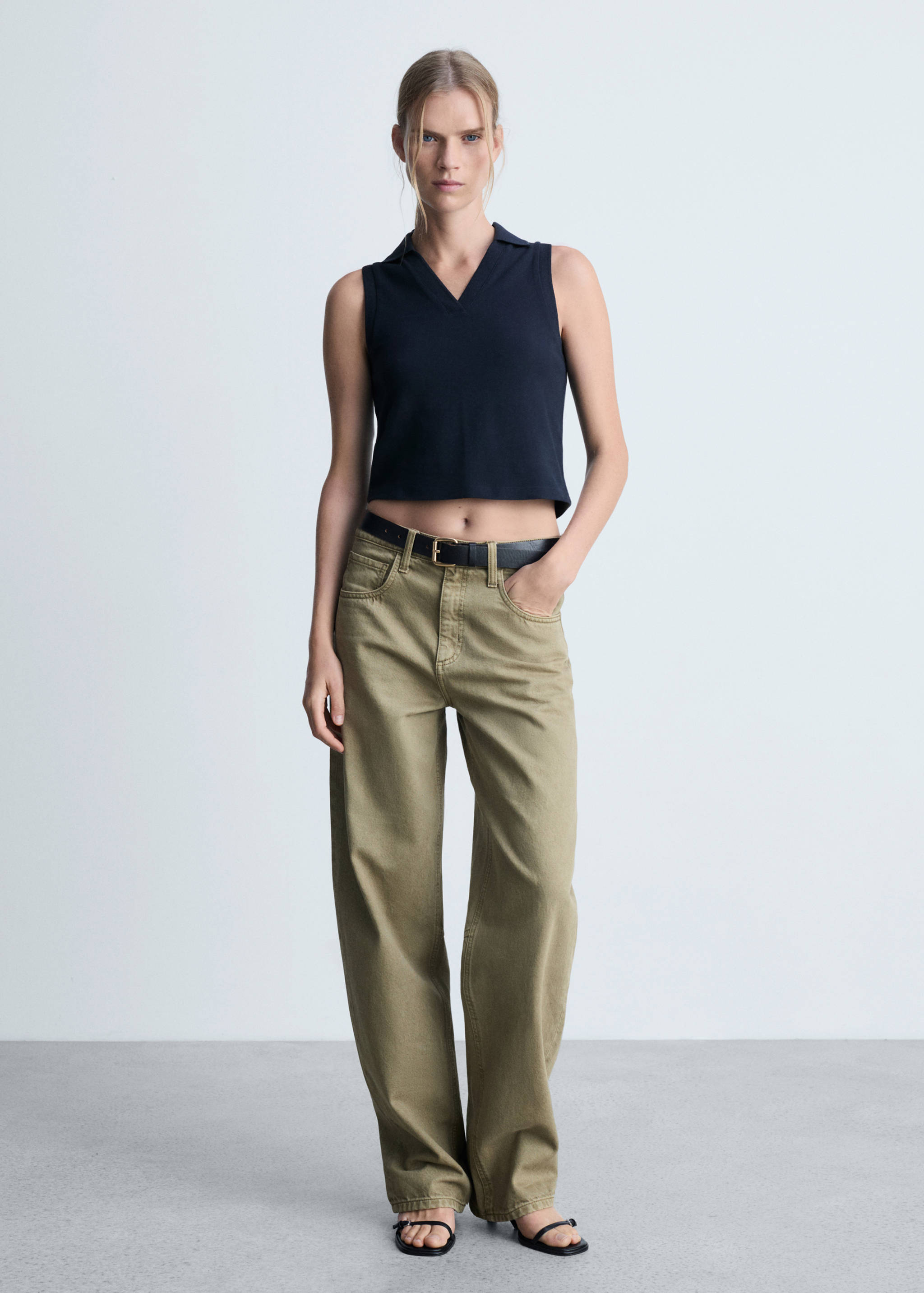 Cropped cotton polo shirt - General plane