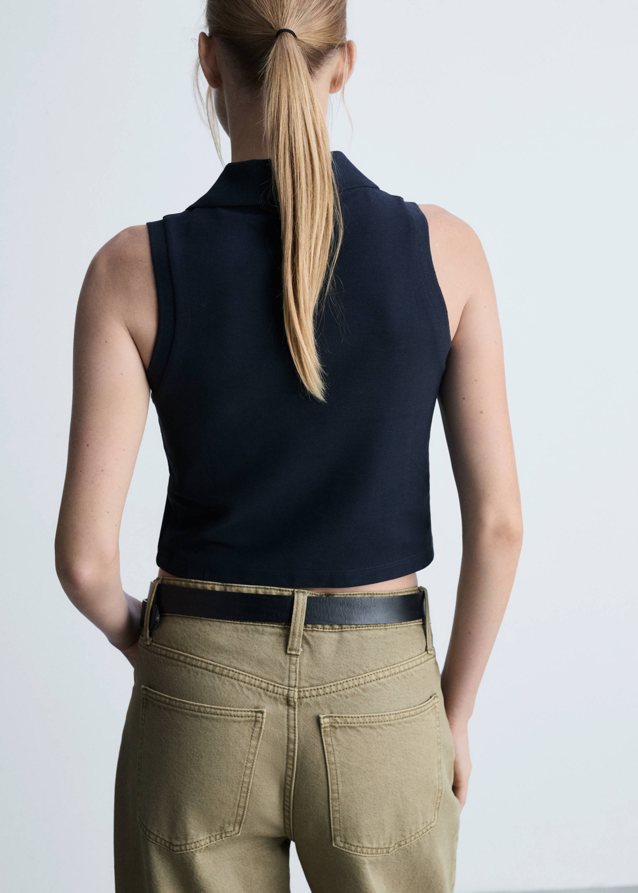 Cropped cotton polo shirt - Reverse of the article
