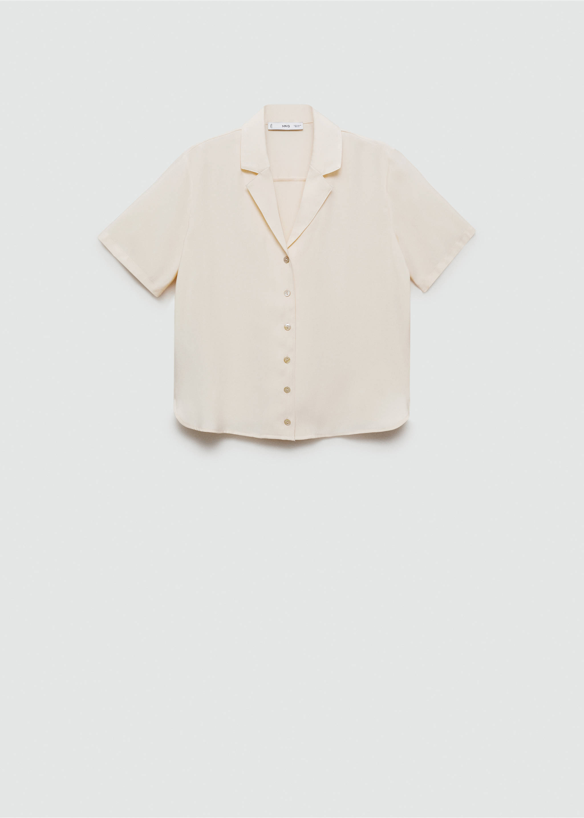 Short-sleeved satin shirt - Article without model, Ecru. Ref: 77040280-00.