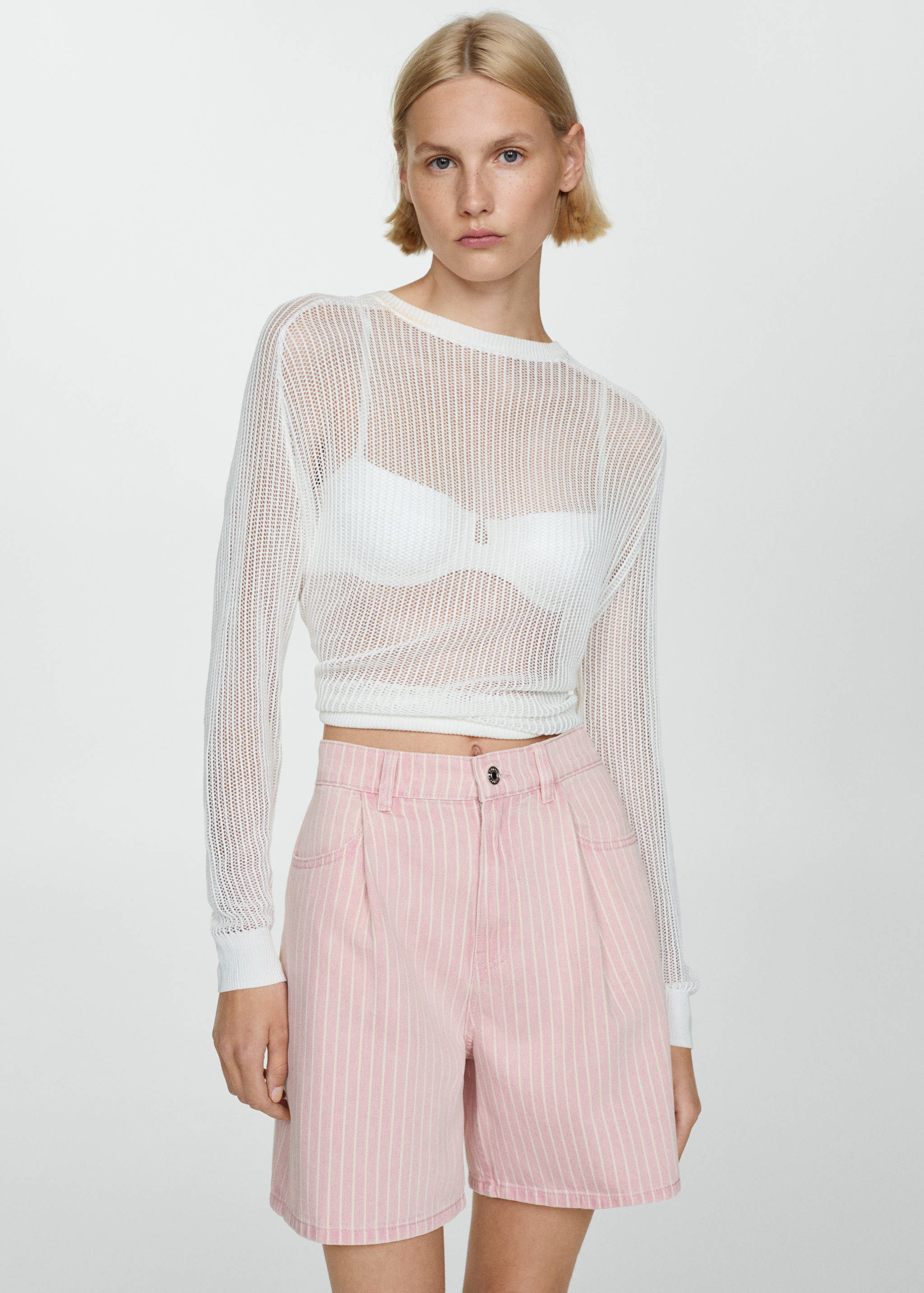 Striped denim shorts - Details of the article 3
