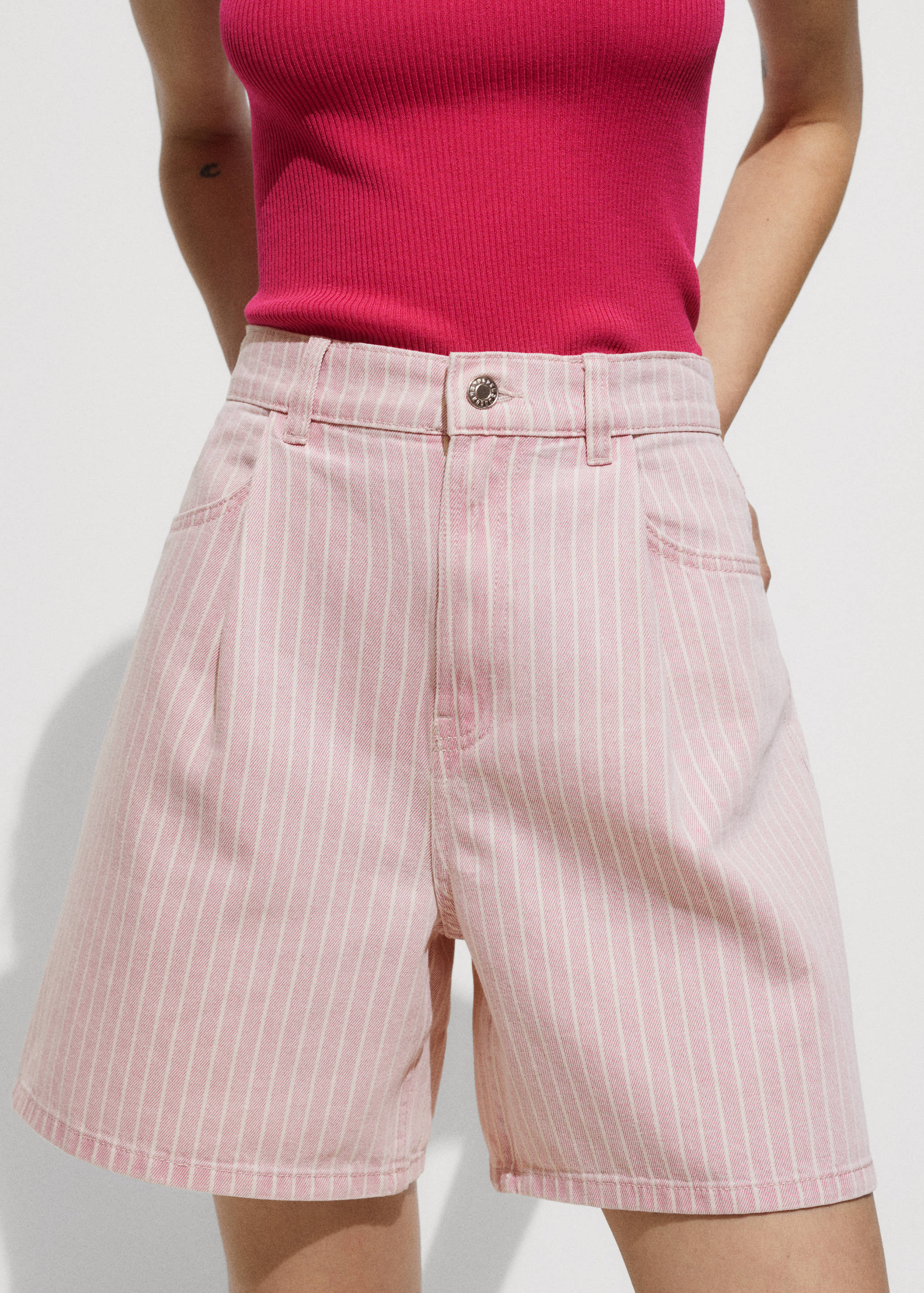 Striped denim shorts - Medium plane