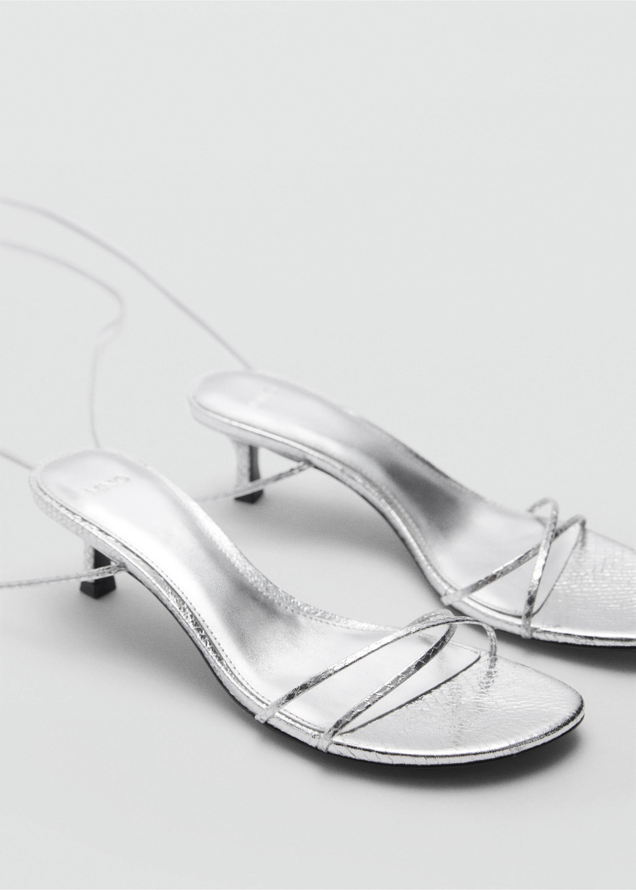 Strappy heeled sandals - Medium plane, Silver. Ref: 77040287-00.