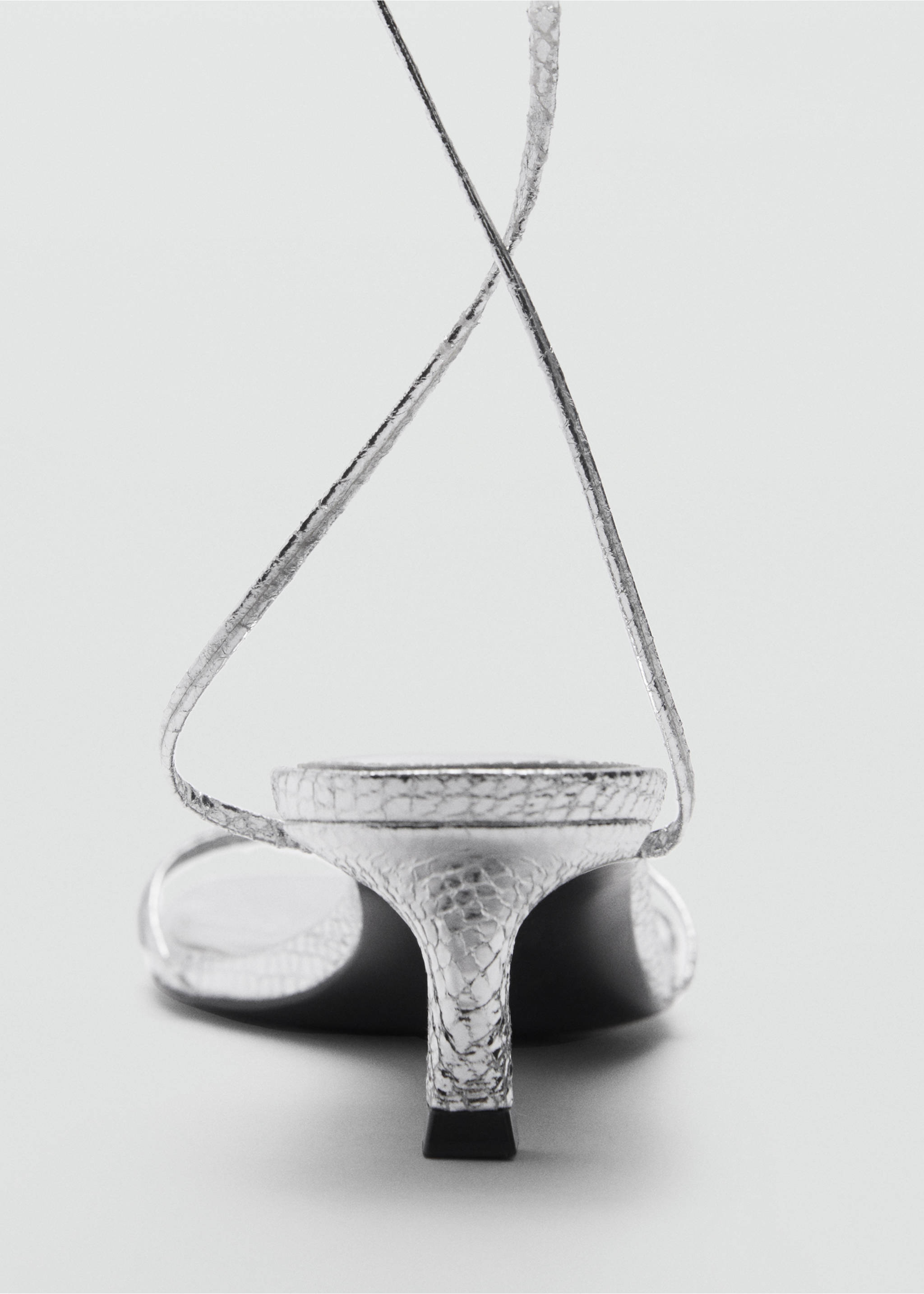 Strappy heeled sandals - Details of the article 1, Silver. Ref: 77040287-00.