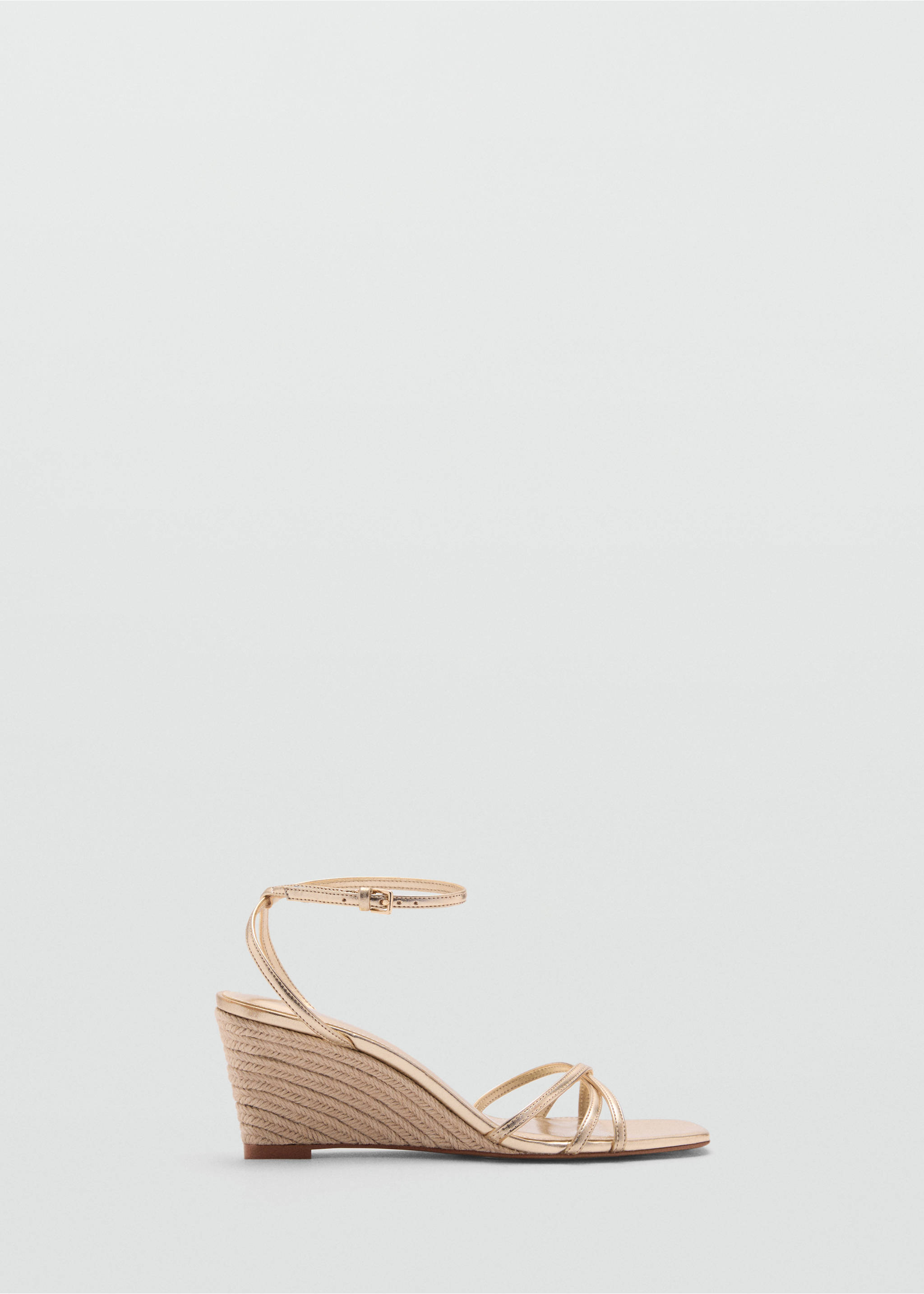 Metallic wedge sandals with straps - Article without model, Gold. Ref: 77040289-00.