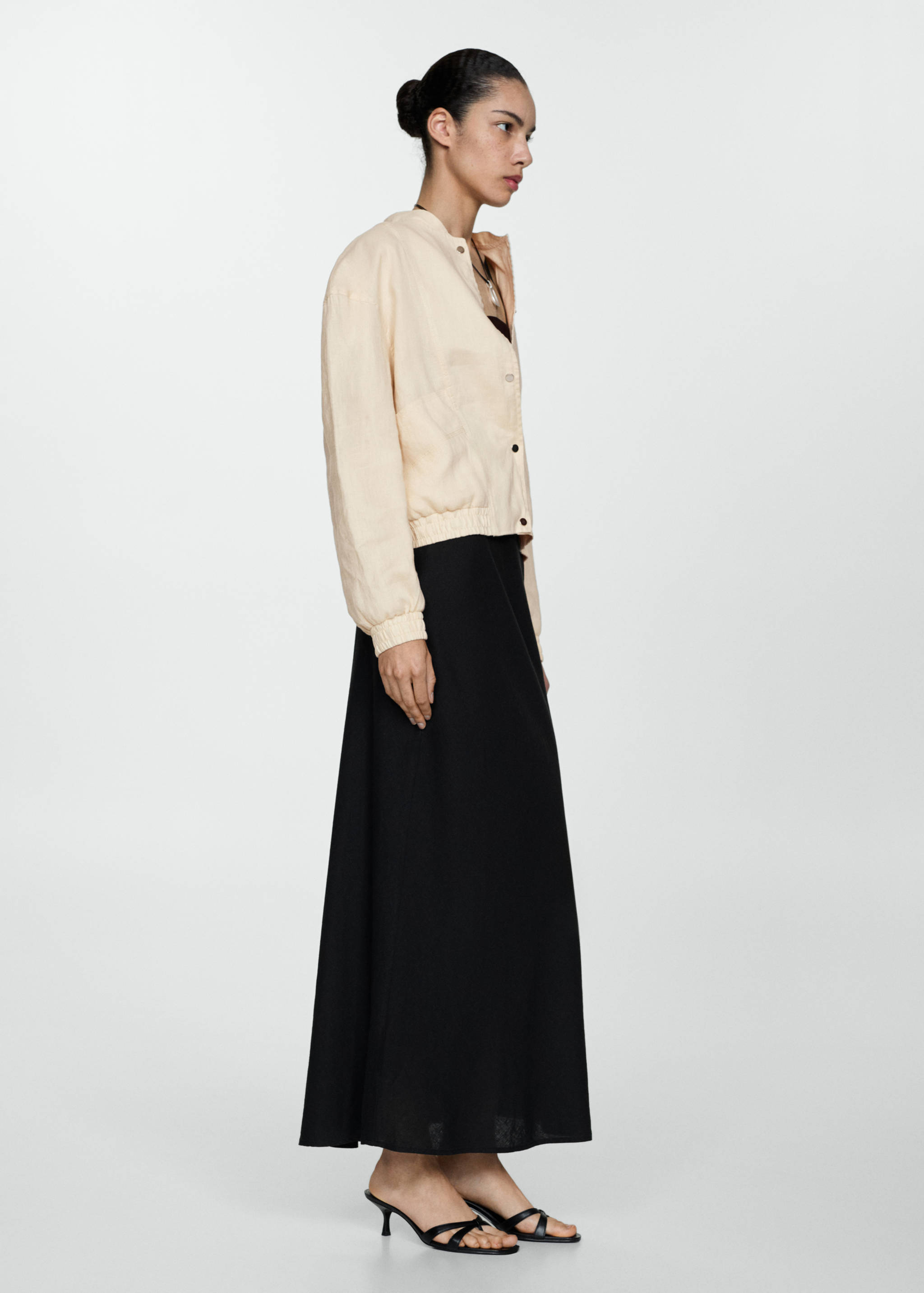 Buttons linen-blend jacket - General plane