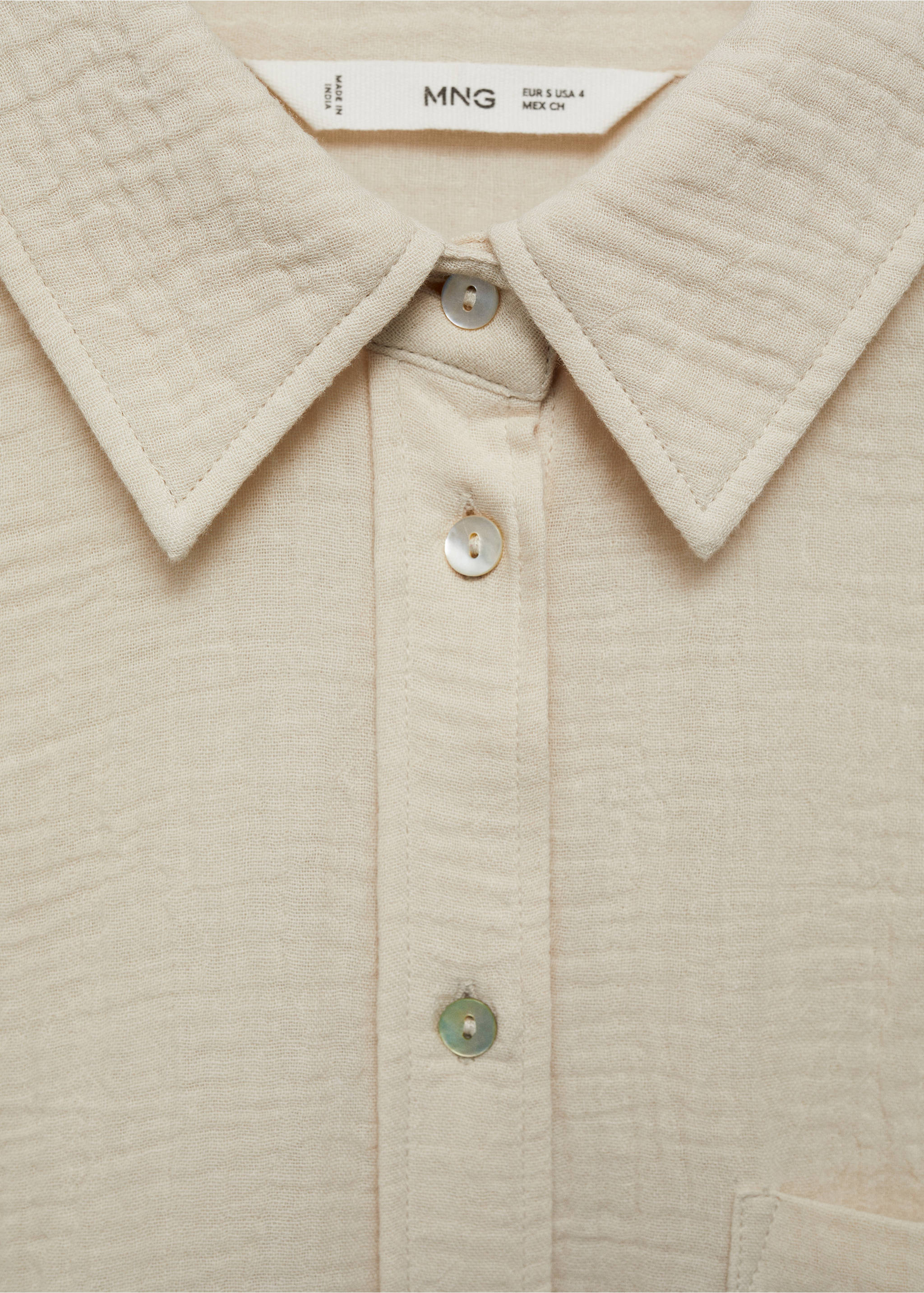 Camisa algodón bolsillo - Detalle del artículo 8, Crudo. Ref: 77040333-00.
