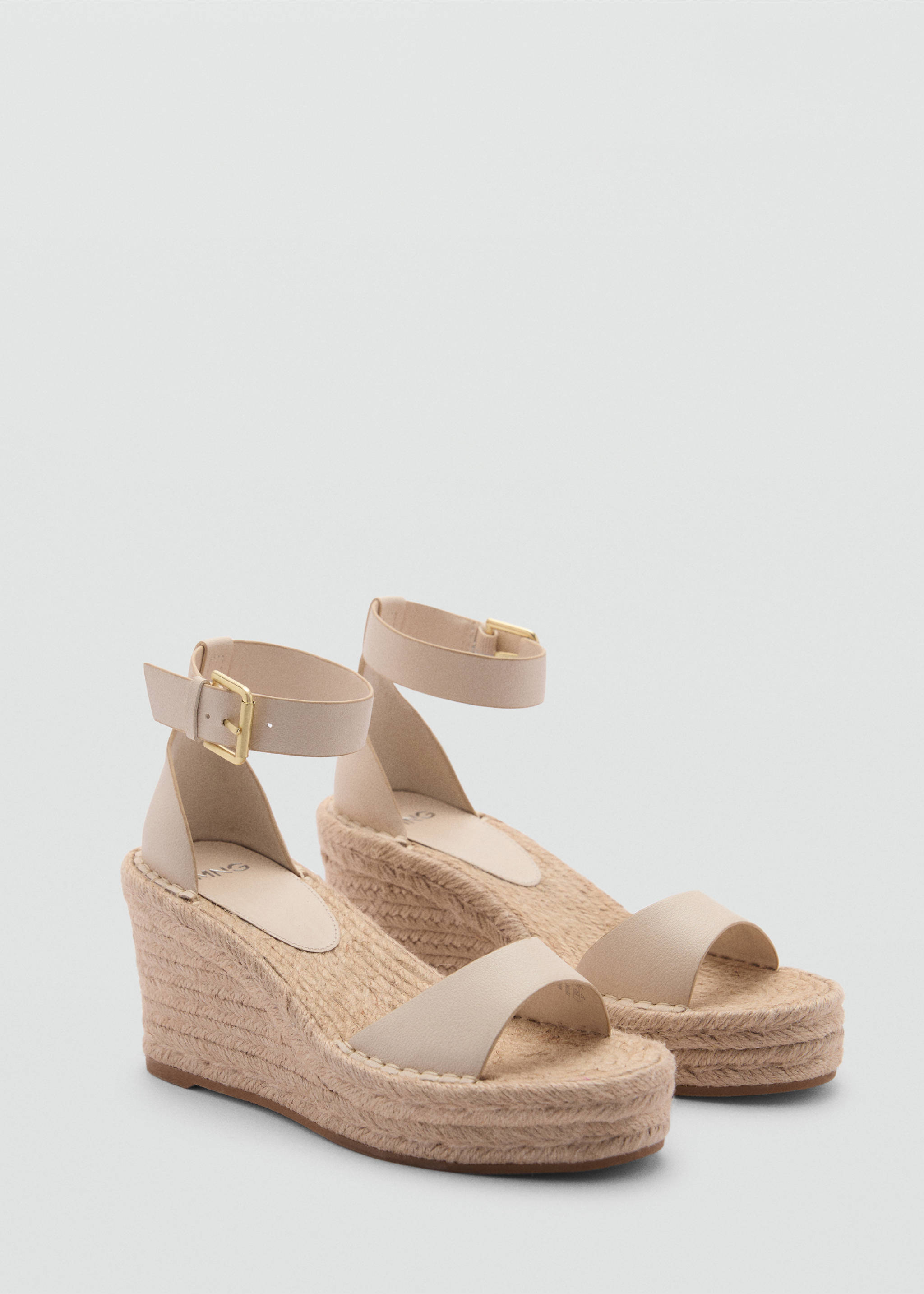 Wedge buckle sandals - Medium plane, Ecru. Ref: 77040335-00.