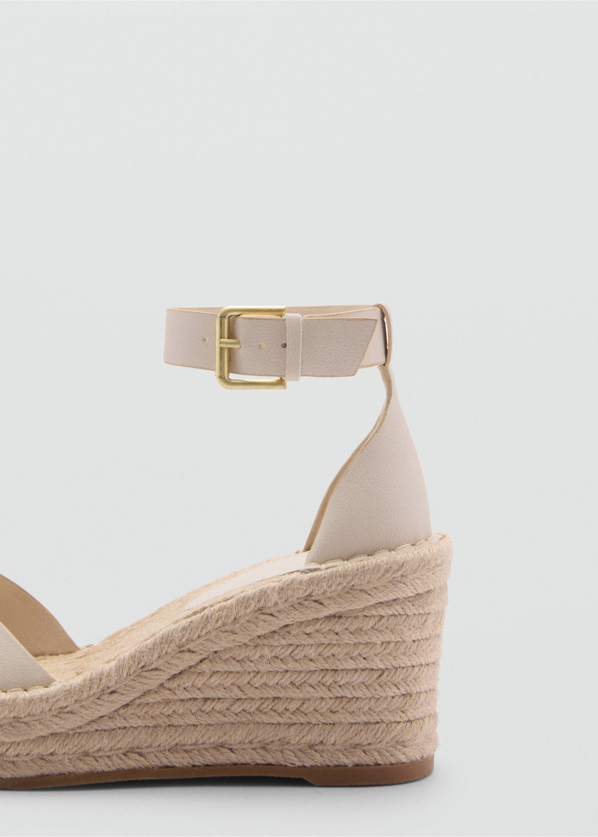 Wedge buckle sandals - Details of the article 1, Ecru. Ref: 77040335-00.