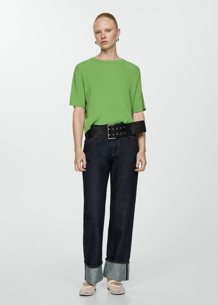 Ribbed  knit t-shirt — Green
