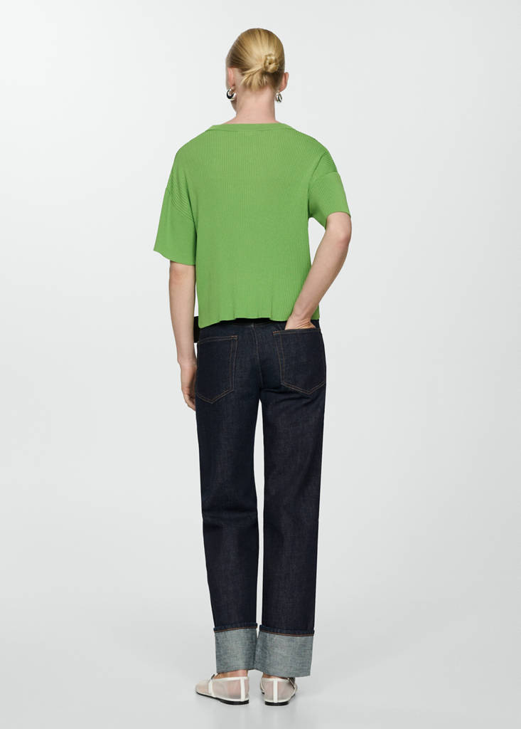 Ribbed  knit t-shirt — Green