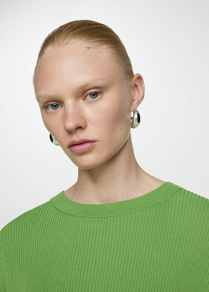 Ribbed  knit t-shirt — Green
