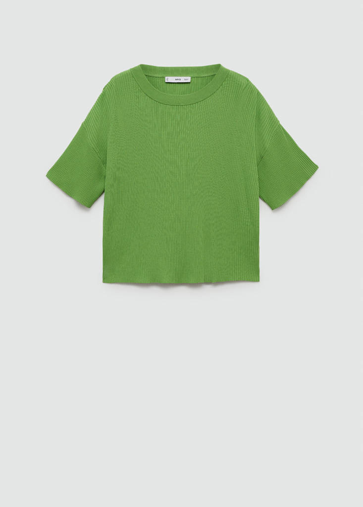 Ribbed  knit t-shirt — Green