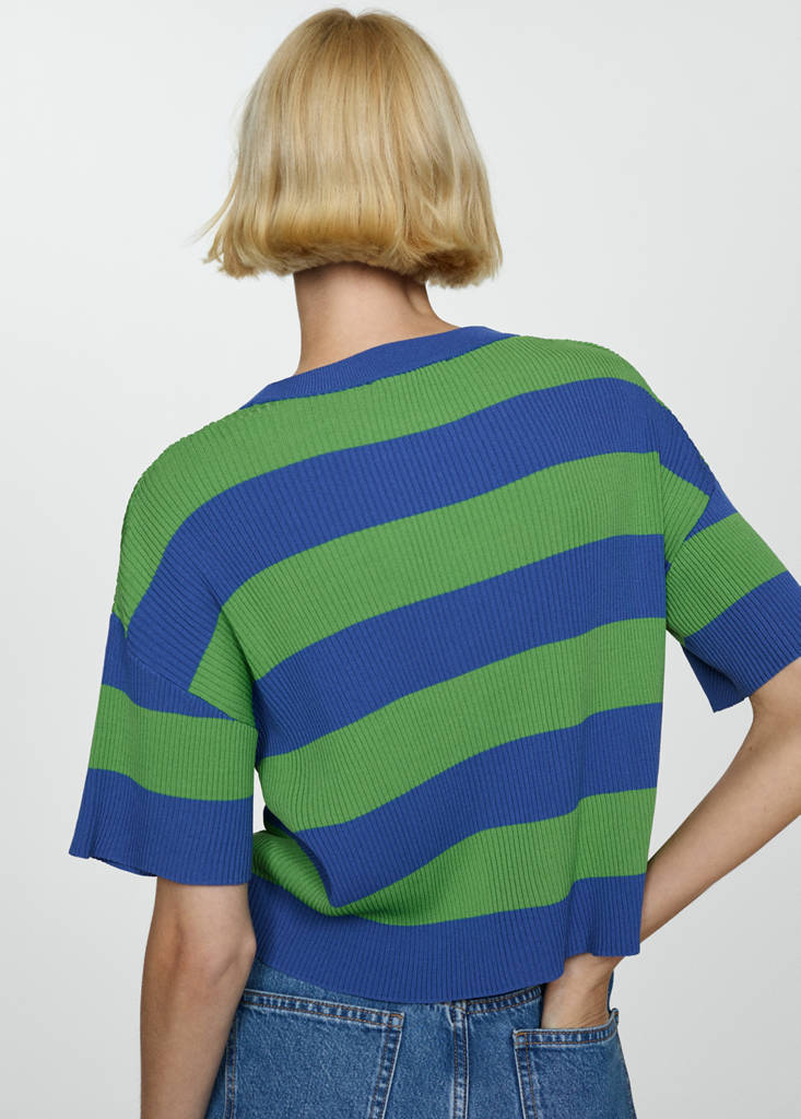 Ribbed  knit t-shirt — Blue
