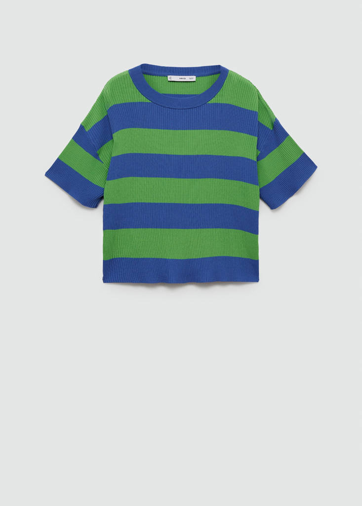 Ribbed  knit t-shirt — Blue