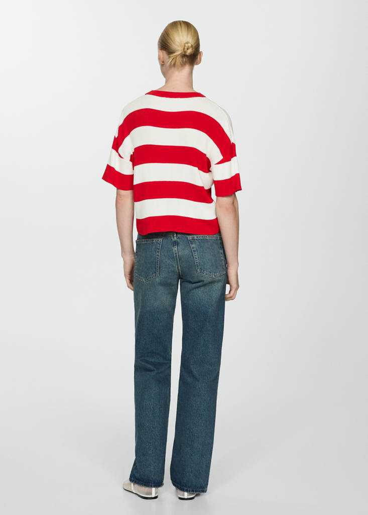 Ribbed  knit t-shirt — Red