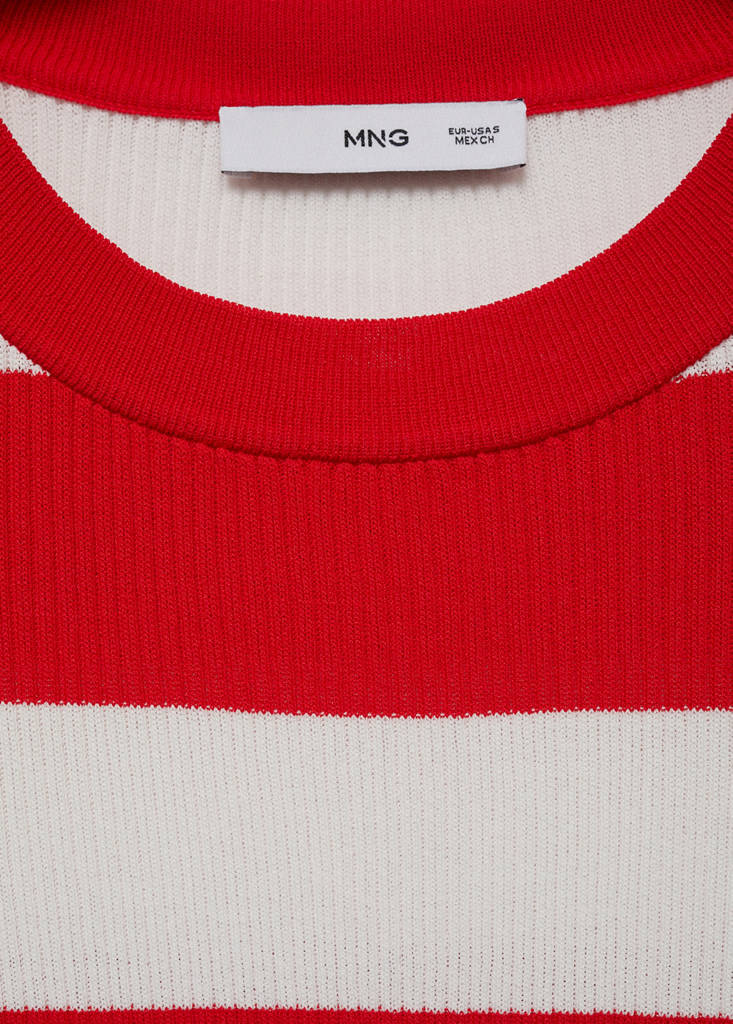 Ribbed  knit t-shirt — Red