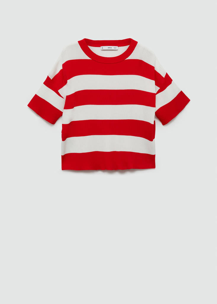 Ribbed  knit t-shirt — Red