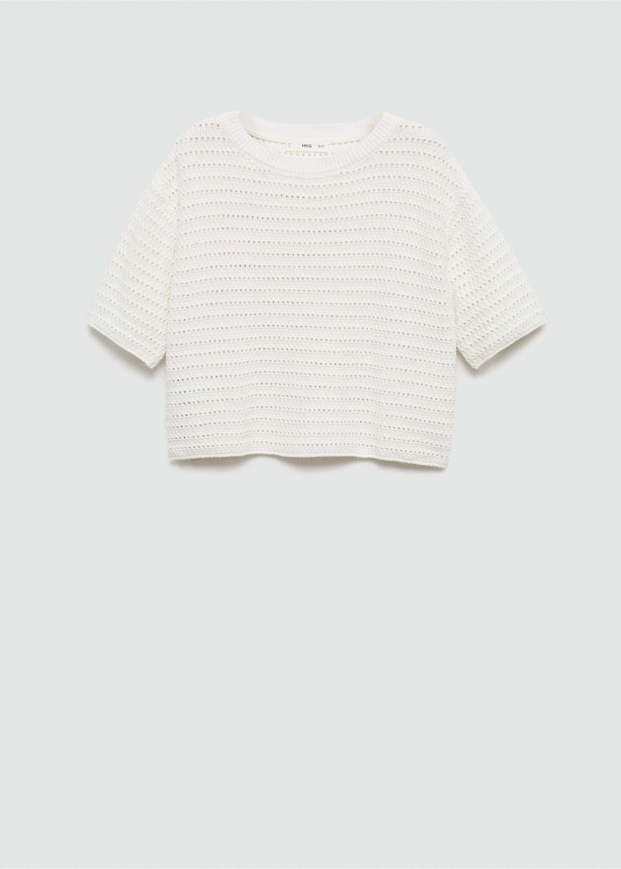 Knitted sweater with openwork details - Article without model, Off White. Ref: 77040342-00.