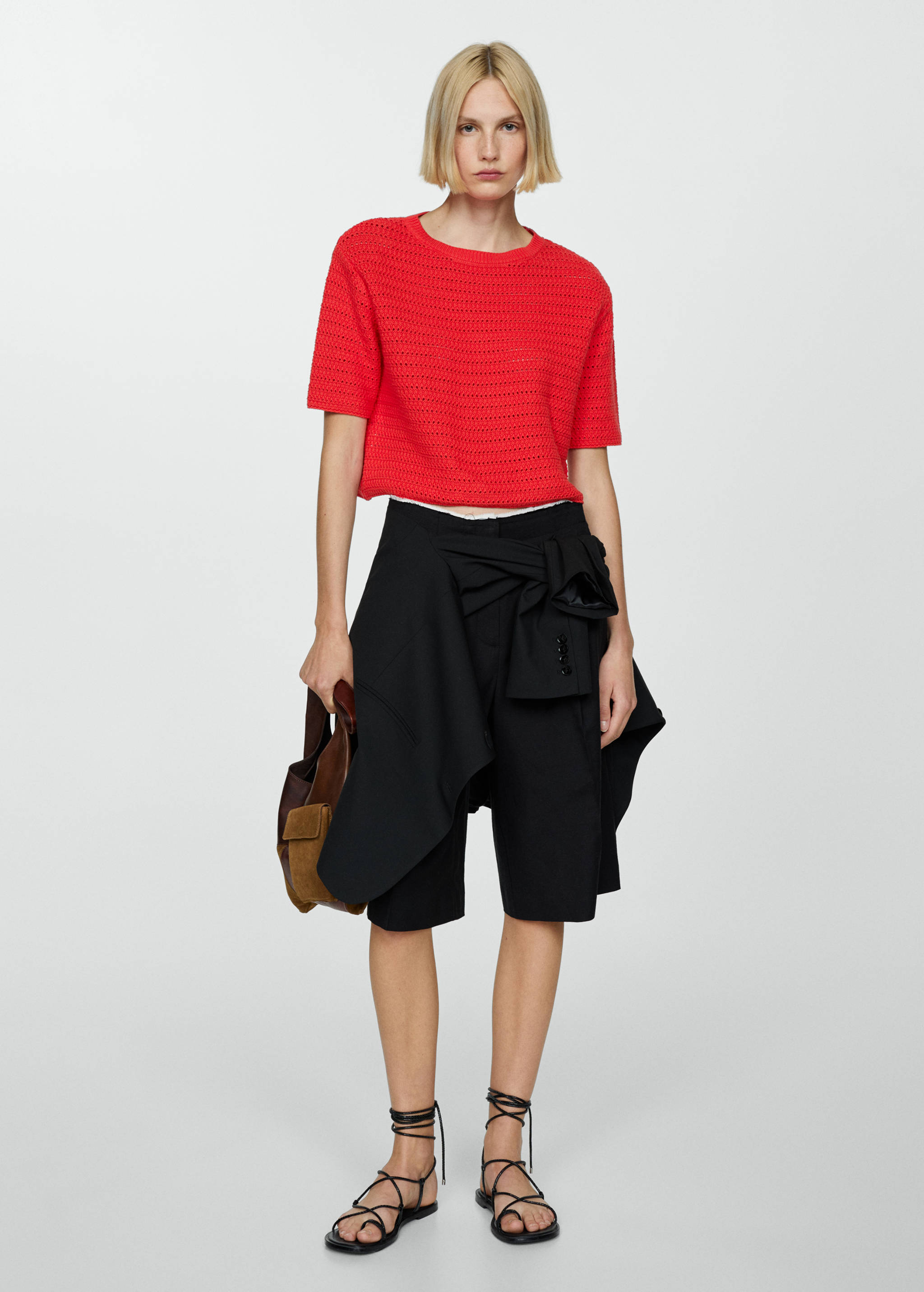 Knitted sweater with openwork details - General plane