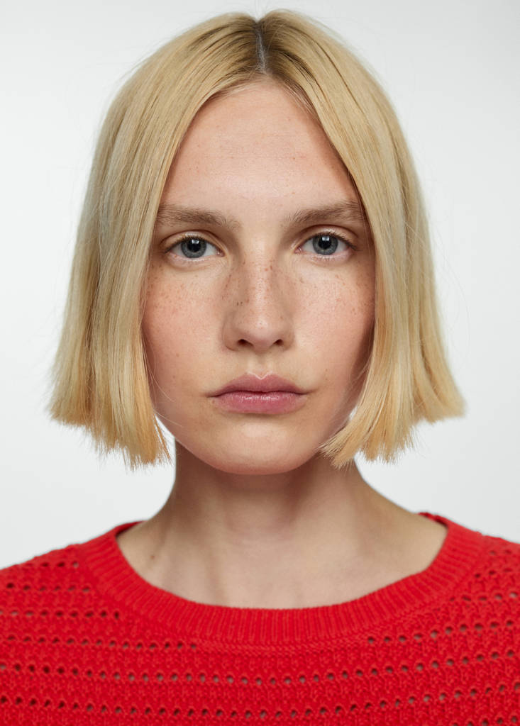 Knitted sweater with openwork details — Coral Red