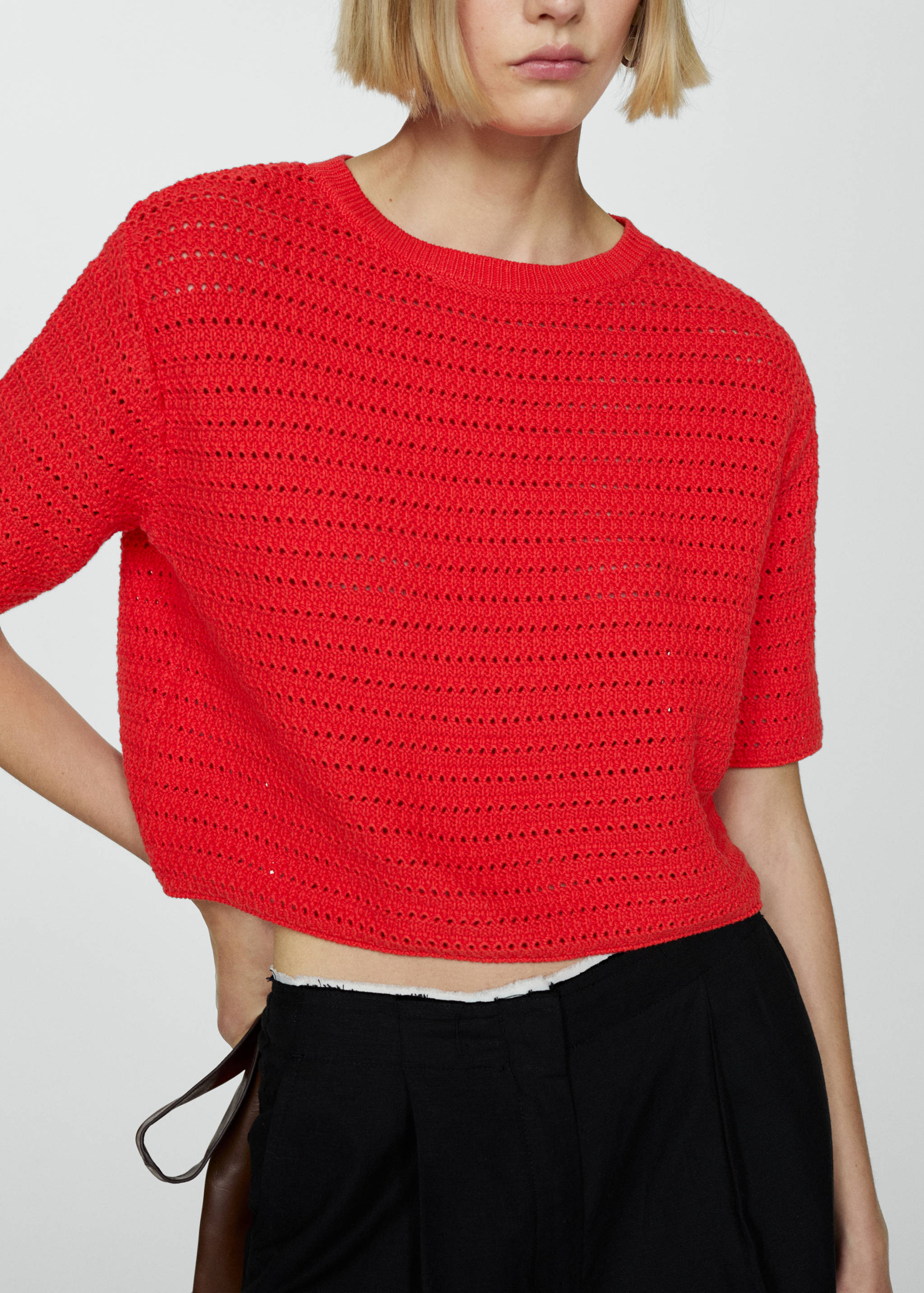 Knitted sweater with openwork details - Details of the article 6