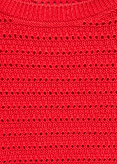 Knitted sweater with openwork details — Coral Red 7