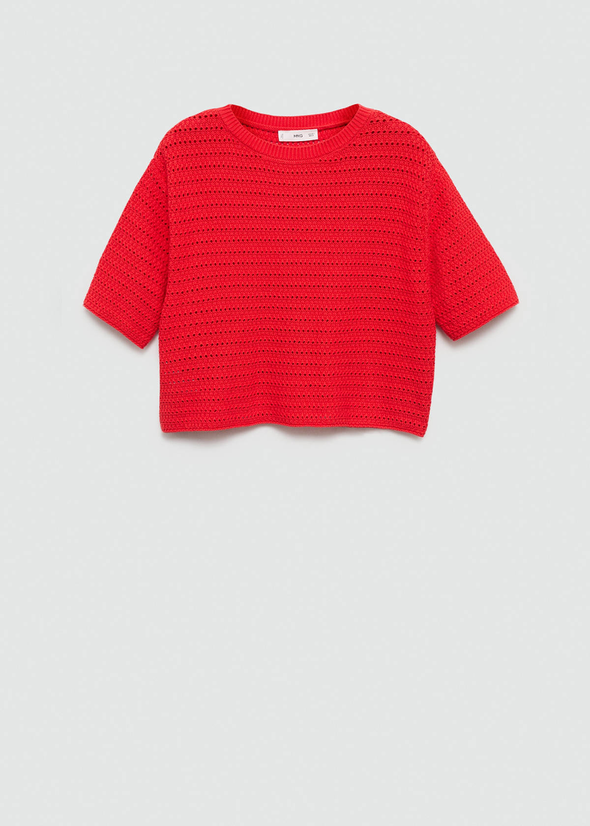 Knitted sweater with openwork details — Coral Red