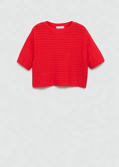 Knitted sweater with openwork details — Coral Red 6